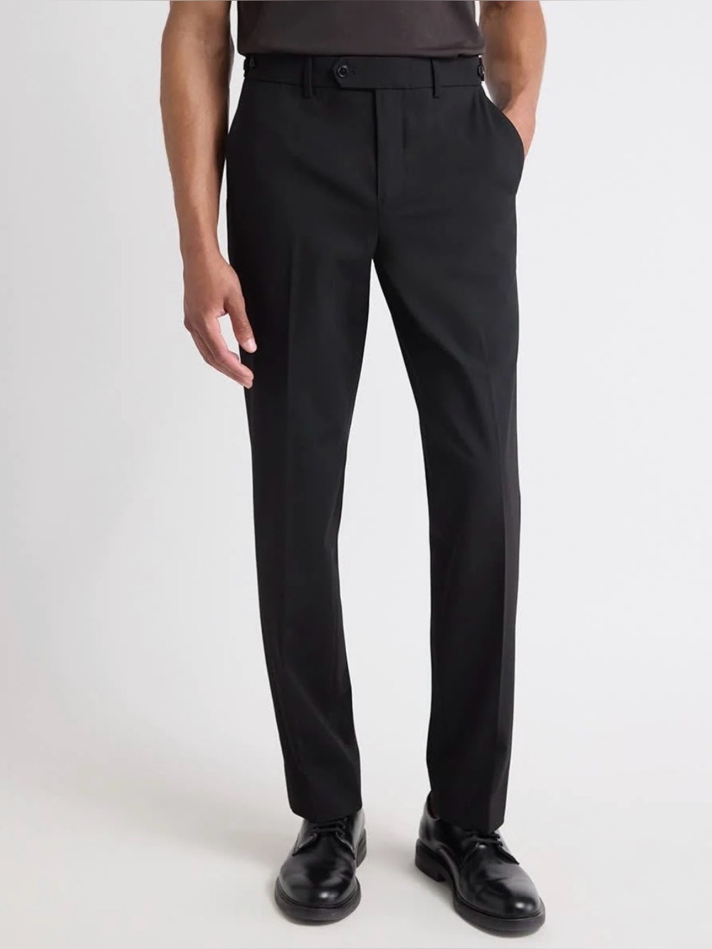 RW&CO Men's Black Tailored Fit Dress Trousers